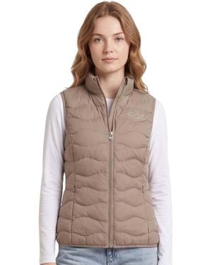 EA7 Quilted Mock Collar Jacket - Brown