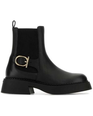 Ferragamo Solid Slip On Boots - Black