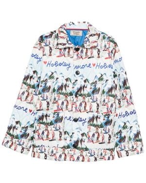 ALESSANDRO ENRIQUEZ Printed Shirt Jacket - White