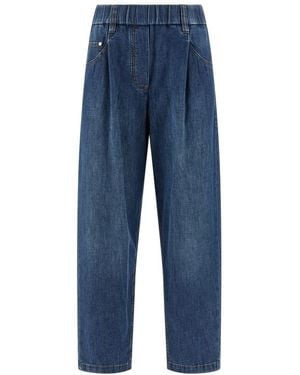 Brunello Cucinelli Tapered High Rise Jeans - Blue