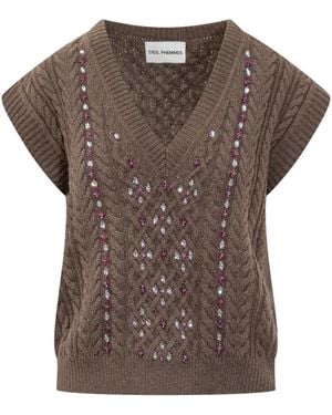 Des Phemmes Embellished Sweater - Brown
