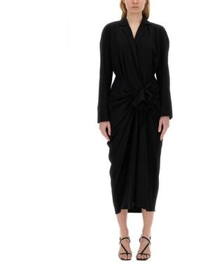 Dries Van Noten V Neck Midi Dress - Black