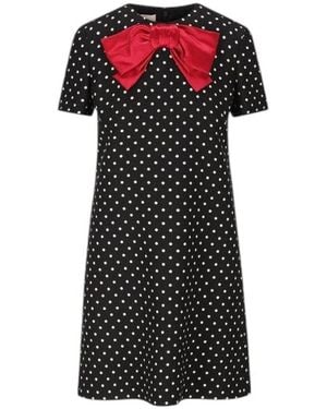 Valentino Polka Dot Round Neck Mini Dress - Black