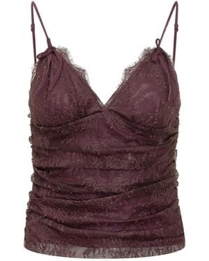 Pinko Lace V Neck Top - Purple