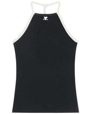 Courreges Solid Halter Neck Top - Black