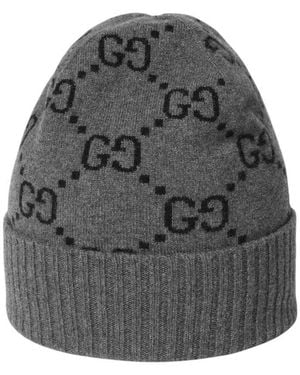 Gucci Gg Logo Beanie Cap - Grey