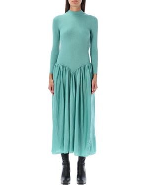 Stella McCartney Mock Collar Midi Dress - Green