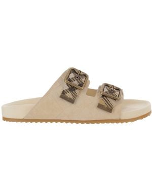Burberry Checks Sandals - Natural