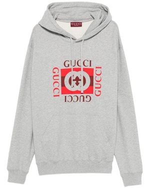 Gucci Logo Cotton Hoodie - Grey