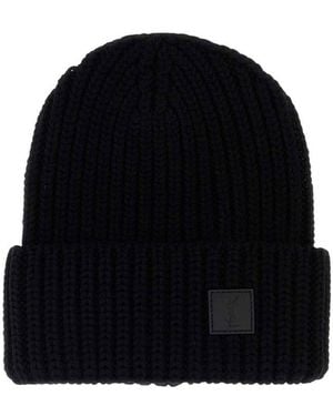 Saint Laurent Logo Beanie Cap - Black