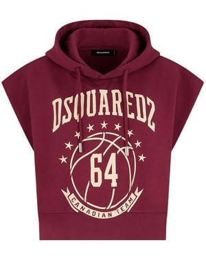 DSquared² Sleeveless Cotton Hoodie - Red