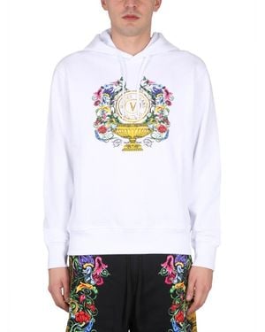 Versace Jeans Couture Logo Regular Hoodie - White