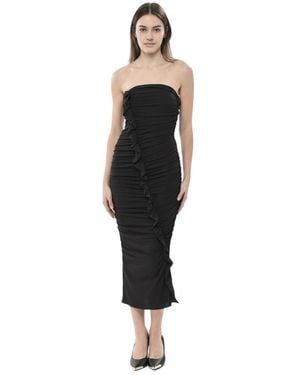 The Attico Textured Strapless Midi Dress - Black