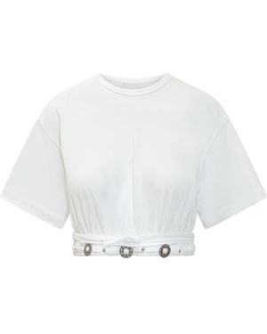 Pinko Solid Crew Neck Top - White