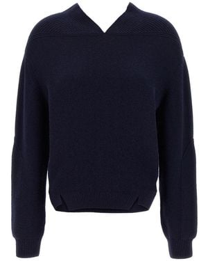 Victoria Beckham 'V-Neck Yoke Detail' Jumper - Blue