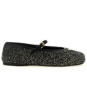 Prada Logo Ballet Flats - Black