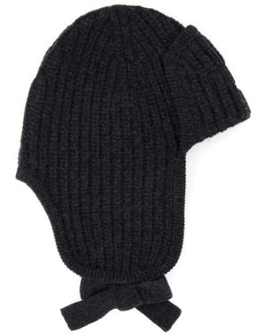 Fendi Dark Graphite Wool Beanie Hat - Black