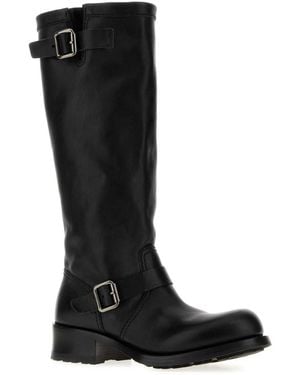 Prada High Leather Boots - Black