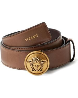 Versace Solid Buckle Belt - Brown