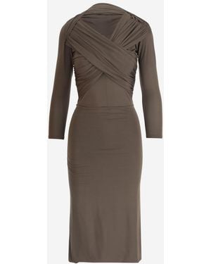Patou Long Dress Cross Effect - Brown