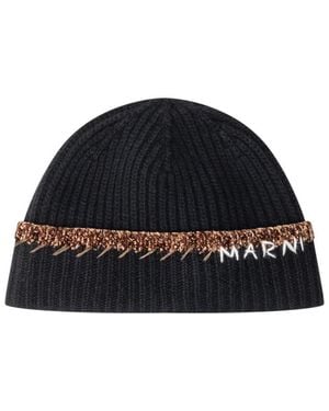 Marni Logo Beanie Hat - Blue