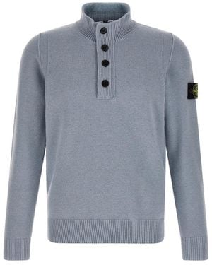 Stone Island Logo Patch Sweater - Blue