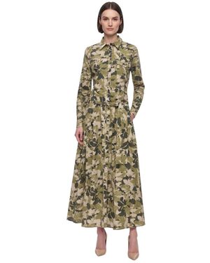 Woolrich Floral Shirt Collar Maxi Dress - White