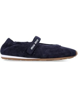 Miu Miu Logo Ballet Flats - Blue