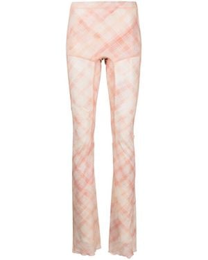 KNWLS Sheer Printed Flared Pants - Pink