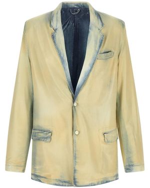 DIESEL Distressed Notched Lapel Blazer - Natural
