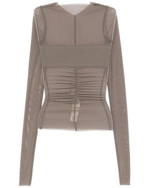 Rick Owens Transparent V Neck Top - Gray