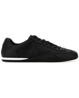 Gucci Solid Leather Sneakers - Black