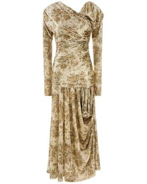 Ganni Floral Maxi Dress - Metallic