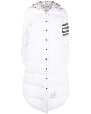 Thom Browne 4-Bar Hooded Padded Coat - White