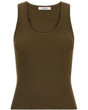 Max Mara Knitted Scoop Neck Top - Green