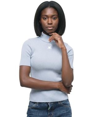 Courreges Knitted Mock Collar Sweater - White