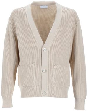 Lardini Knitted V Neck Cardigan - White