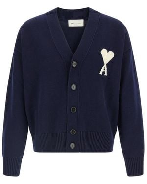 Ami Paris Ami De Coeur Cardigan - Blue