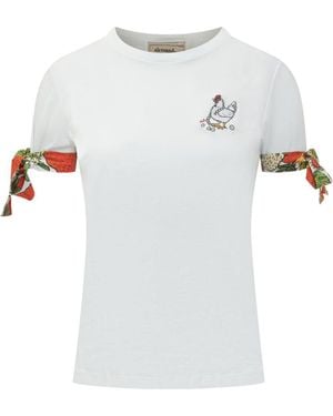 ALESSANDRO ENRIQUEZ Embroidered Crew Neck T-Shirt - White