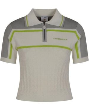 CASABLANCA Shirt Collar Zip Up Polo - Grey