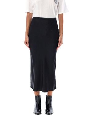Anine Bing Bar Fluted Silk Skirt - Black