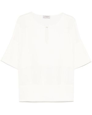Alberto Biani Keyhole-Neck Top - White