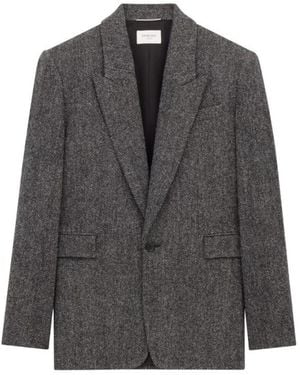 Saint Laurent Peaked Lapel Blazer - Gray