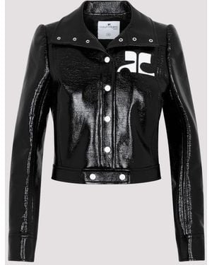 Courreges Logo Print Jacket - Black