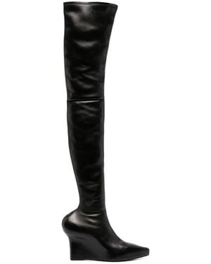 Givenchy Leather Over The Knee Heel Boots - Black