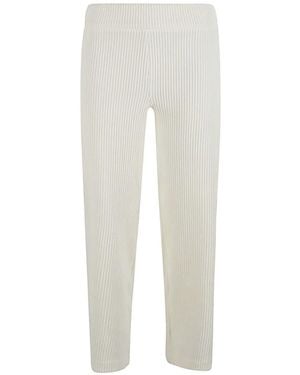 Avenue Montaigne Corduroy Wide-Leg Cropped Pants - White