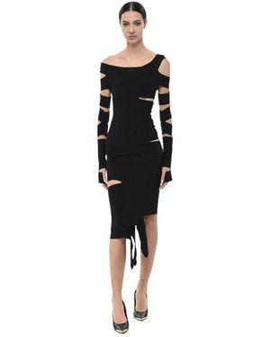 Off-White c/o Virgil Abloh Off Shoulder Knee Length Dress - Black