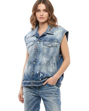 DSquared² Sky Distressed Shirt Collar Jacket - Blue