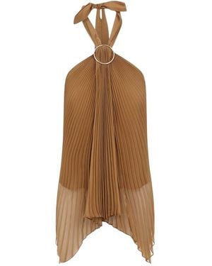Max Mara Pleated Halter Neck Top - Brown