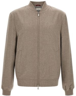 Brunello Cucinelli Textured Bomber Jacket - Gray